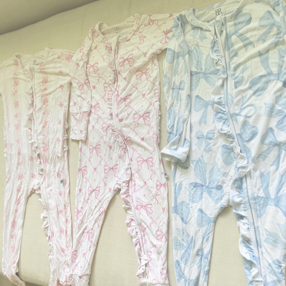 Lot of LoveShackFancy inspired Footie Pajamas